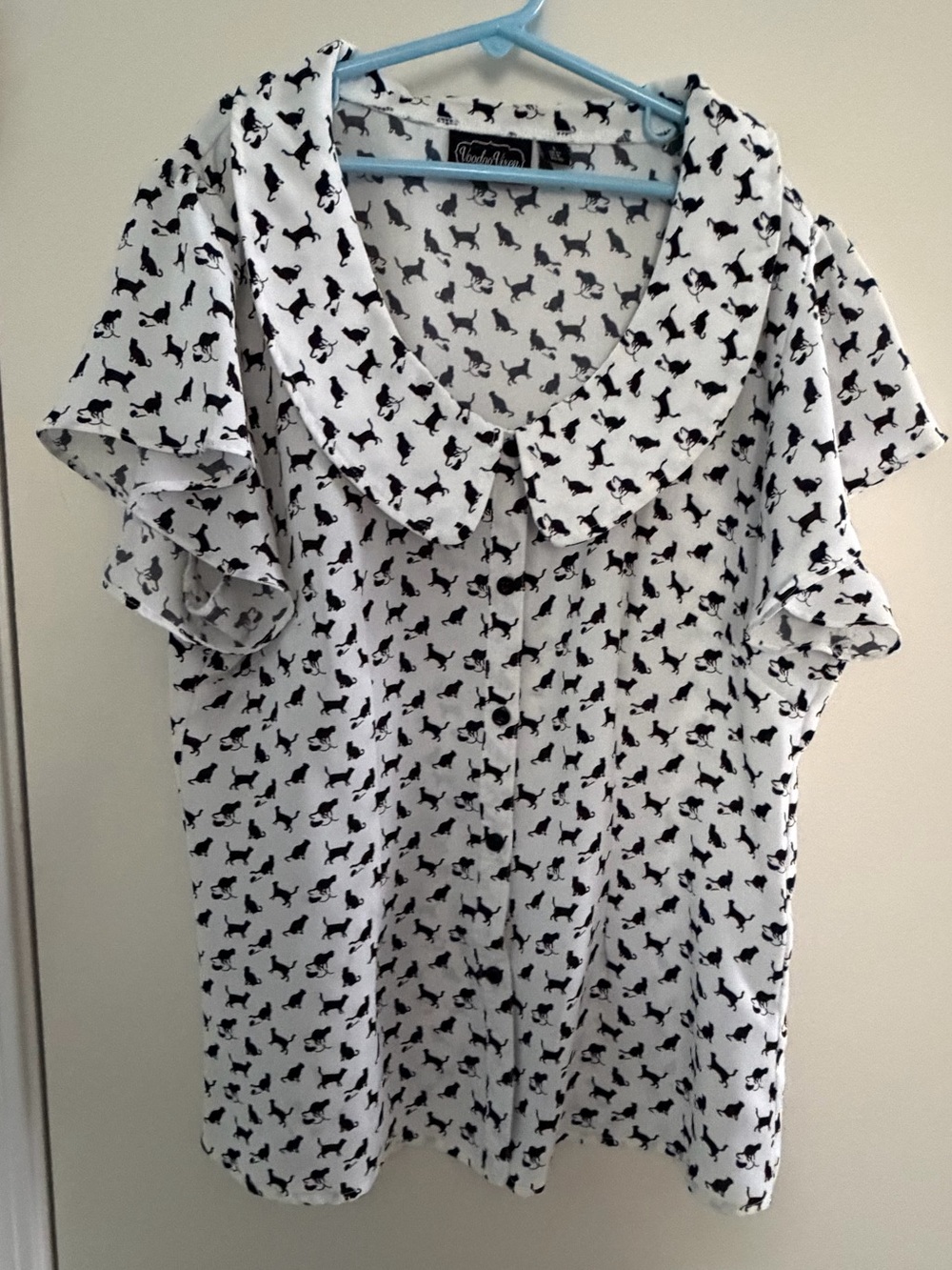 Voodoo Vixen large L black cat blouse